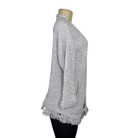 Madewell Womens Open Front Fringe Cardigan Sweater Gray White Size S - Picture 2 of 6